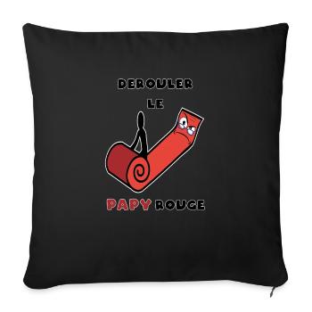 «Tapis papy» cadeau papy humour - Coussin et housse de 45 x 45 cm - noir - Devant