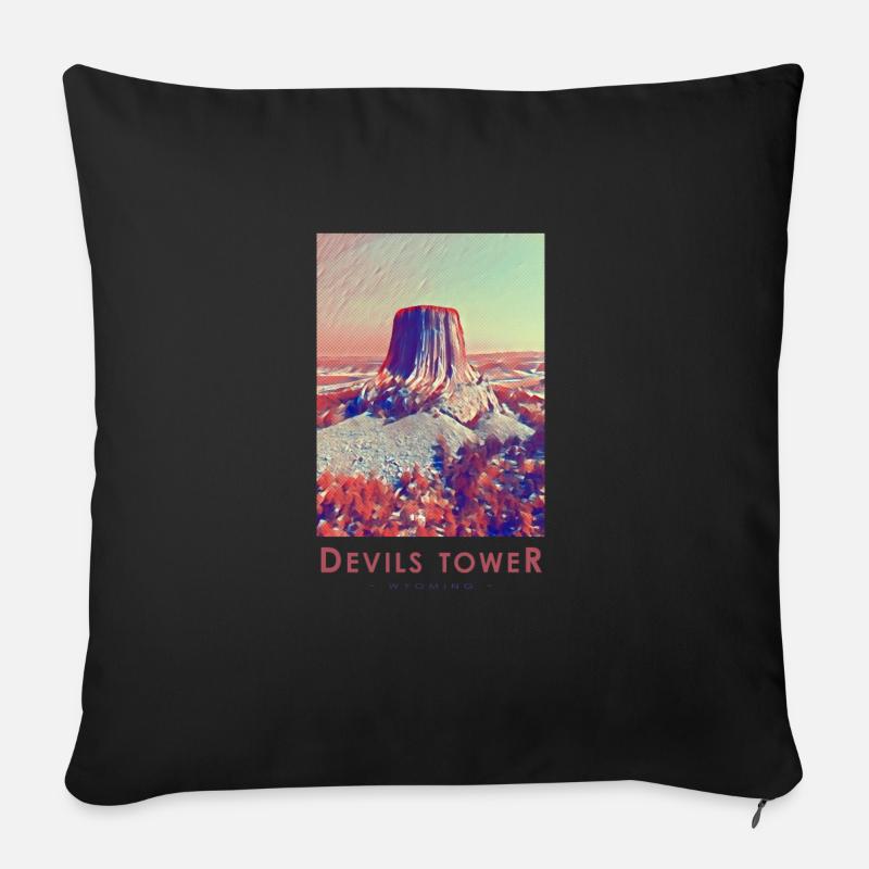 Devils Tower Wyoming - Coussin et housse de 45 x 45 cm - noir