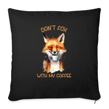 Motif amusant pour tous ceux qui aiment le café et les renards - Coussin et housse de 45 x 45 cm - noir - Devant