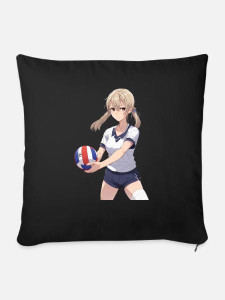 Manga Volleyball Mädchen - Sofakissen mit Füllung 45 x 45 cm - Schwarz