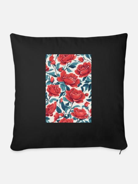 Rote Rosen - Sofakissen mit Füllung 45 x 45 cm - Schwarz