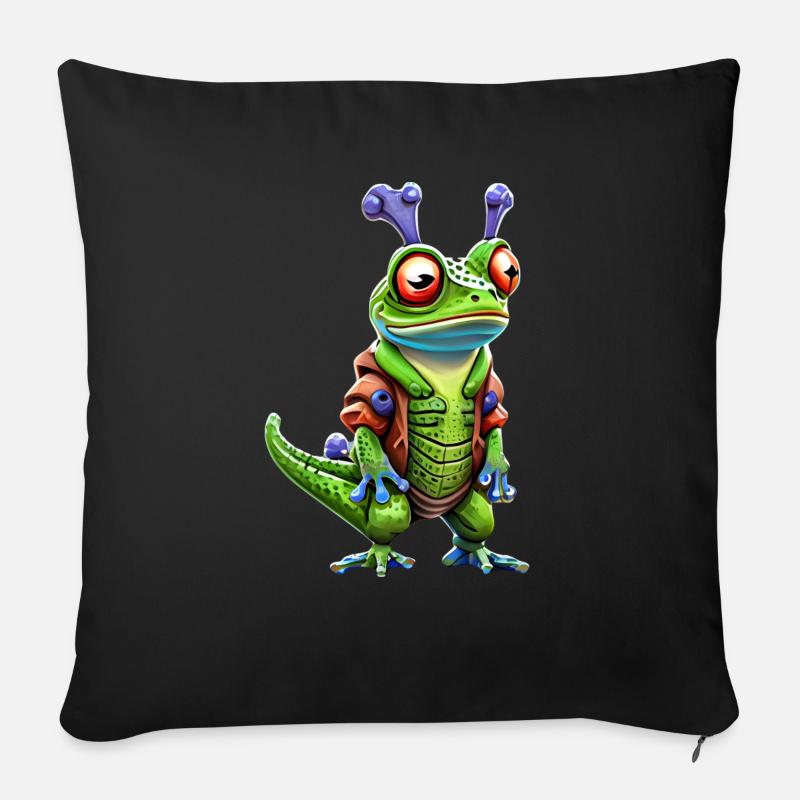 Gecko Galacticus: Ein außerirdisches Abenteuer - Sofakissen mit Füllung 45 x 45 cm - Schwarz