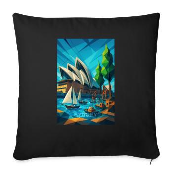 Sydney OPERA HOUSE – Architektur als Welle - Sofakissen mit Füllung 45 x 45 cm - Schwarz - Vorne