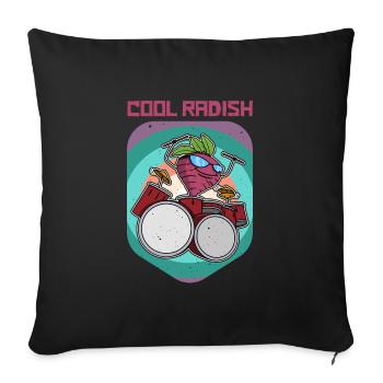 Nutrition Vegan Radis Salade Santé Vegan - Coussin et housse de 45 x 45 cm - noir - Devant
