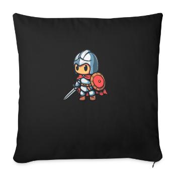 Brave knight in comic book style for kids - Sofa pillow with filling 45cm x 45cm - black - Front