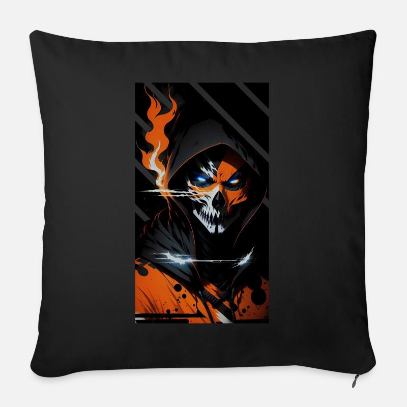 Observateur de crâne ardent - Coussin et housse de 45 x 45 cm - noir