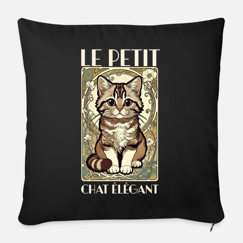 Le Petit Chat Élégant – Jugendstil Katze - Sofakissen mit Füllung 45 x 45 cm - Schwarz