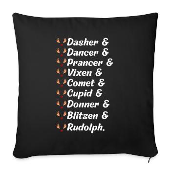 9 Rentiere vom Weihnachtsmann mit Namen - Sofakissen mit Füllung 45 x 45 cm - Schwarz - Vorne