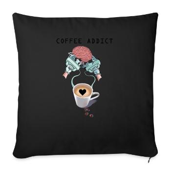 COFFEE ADDICT - Sofakissen mit Füllung 45 x 45 cm - Schwarz - Vorne