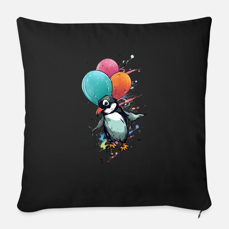 Pingouin volant - Coussin et housse de 45 x 45 cm - noir