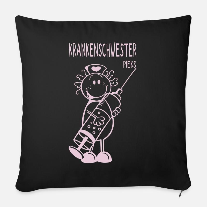 Krankenschwester mit Spritze - Geschenk - Sofakissen mit Füllung 45 x 45 cm - Schwarz
