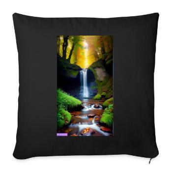 nature waterfall - Sofa pillow with filling 45cm x 45cm - black - Front