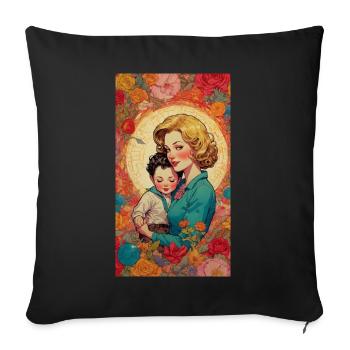 Mère et Enfant Rétro Années 50 - Coussin et housse de 45 x 45 cm - noir - Devant