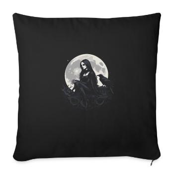 gothic girl and ravens over the moon - Sofa pillow with filling 45cm x 45cm - black - Front