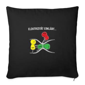 Elektrizität Erklärt - Elektroniker Männer Shirt - Sofakissen mit Füllung 45 x 45 cm - Schwarz - Vorne