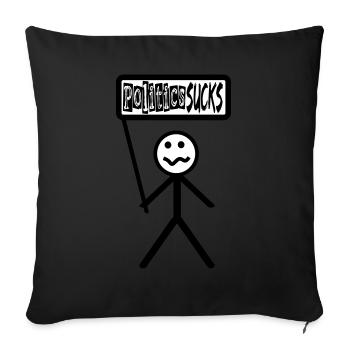 La politique suce - la politique pue, les chiffres de bâton - Coussin et housse de 45 x 45 cm - noir - Devant