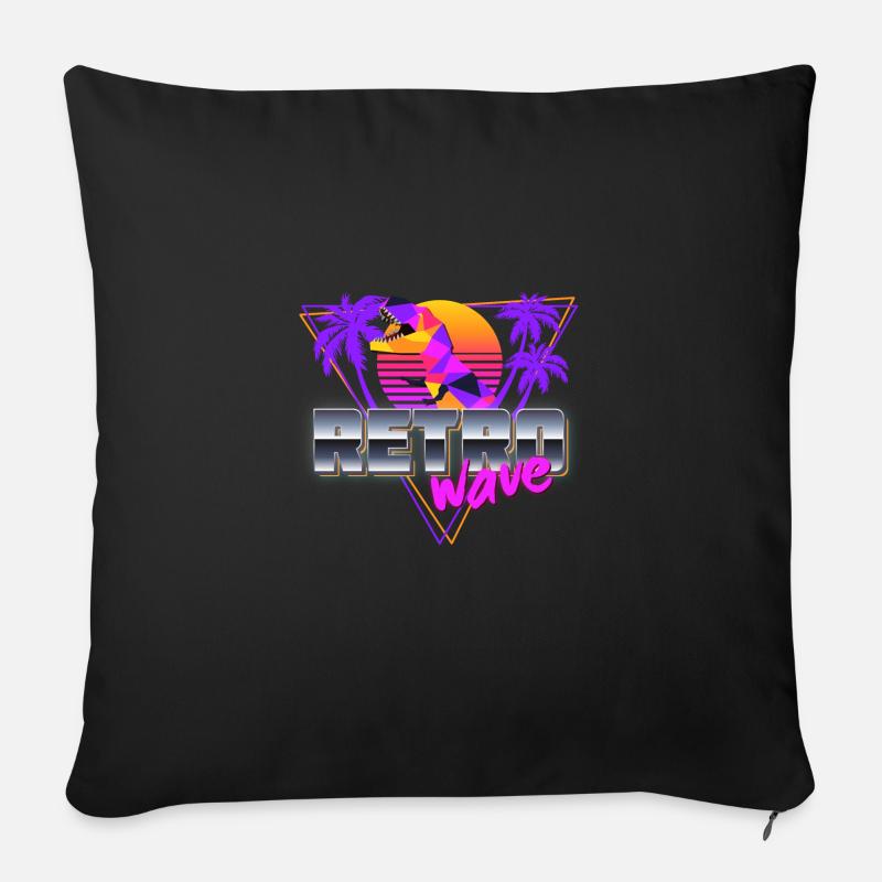 Synthwave Dinosaure - Coussin et housse de 45 x 45 cm - noir