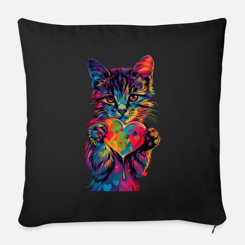Katze - Sofakissen mit Füllung 45 x 45 cm - Schwarz