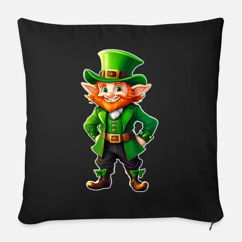 Saint Patricks Day Irish Kobold Leprechaun Wichtel - Sofakissen mit Füllung 45 x 45 cm - Schwarz