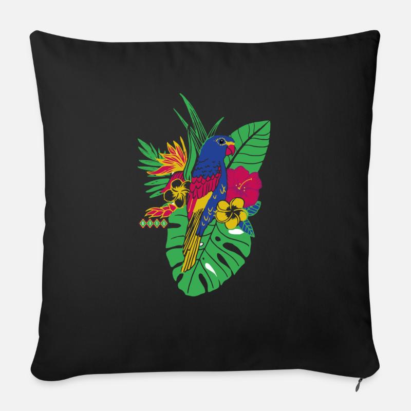 gaya fleur perroquet - Coussin et housse de 45 x 45 cm - noir