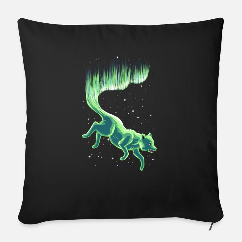 Polarfuchs Fuchs Polarlicht - Sofakissen mit Füllung 45 x 45 cm - Schwarz