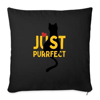 Pfotschafter Design: Just Purrfect chat avec cœur - Coussin et housse de 45 x 45 cm - noir - Devant