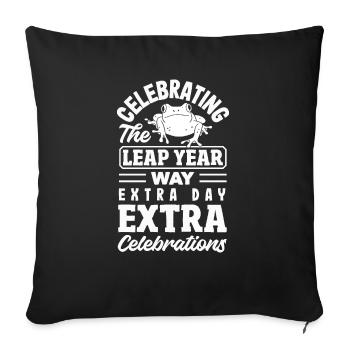 Célébration de la grenouille de l’année bissextile Extra Day Festive - Coussin et housse de 45 x 45 cm - noir - Devant