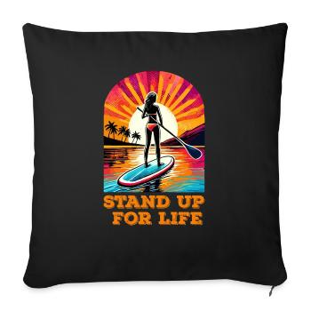 Stand Up paddling Sup board sunset paddle - Sofa pillow with filling 45cm x 45cm - black - Front