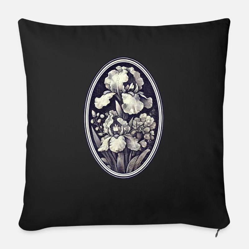 Viktorianische Vintage-Iris - Sofakissen mit Füllung 45 x 45 cm - Schwarz