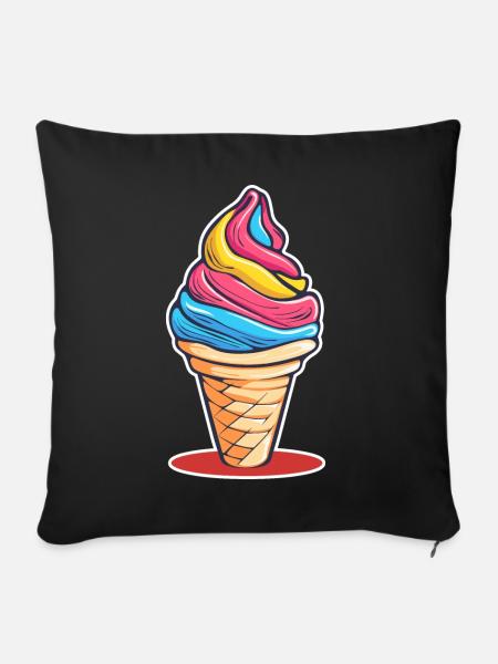 Eiscreme Regenbogen - Sofakissen mit Füllung 45 x 45 cm - Schwarz