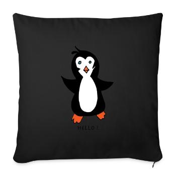 Hello pingoo - Coussin et housse de 45 x 45 cm - noir - Devant
