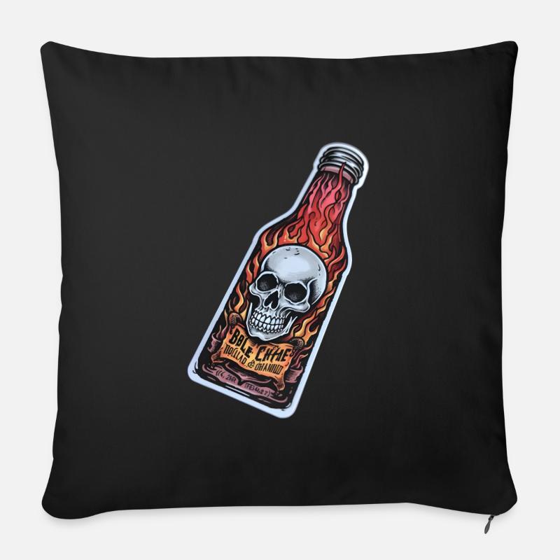 Sauce chili du diable - Coussin et housse de 45 x 45 cm - noir