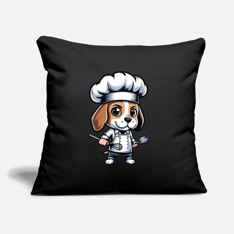 Conception de bande dessinée mignonne Beagle Chef Coussin et housse de 45 x 45 cm