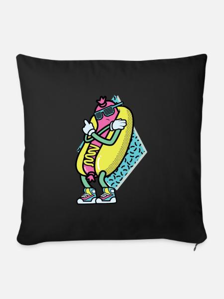 Hot Dog Lustig - Sofakissen mit Füllung 45 x 45 cm - Schwarz
