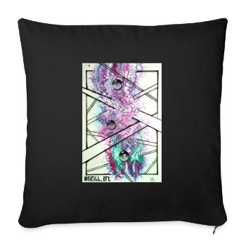 Bulles roses - Coussin et housse de 45 x 45 cm - noir - Devant