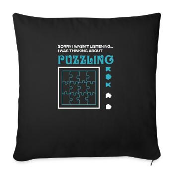 Jigsaw Puzzler Hobby Puzzling Funny Saying - Sofa pillow with filling 45cm x 45cm - black - Front