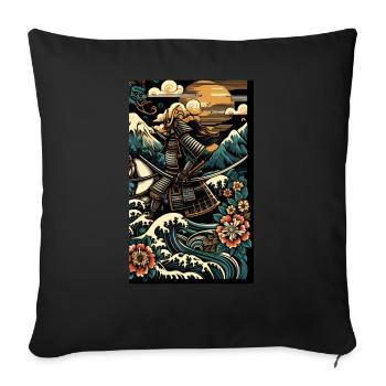 Japanese Samurai Warrior Mokuhaga - Sofa pillow with filling 45cm x 45cm - black - Front