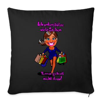 Terror?! No thank you.... - Sofa pillow with filling 45cm x 45cm - black - Front