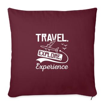 Travel Explore Experience - Sofa pillow with filling 45cm x 45cm - burgundy - Front