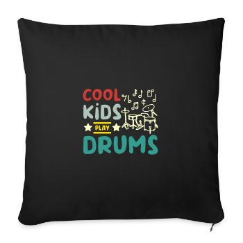 For children, cool kids play drums - Sofa pillow with filling 45cm x 45cm - black - Front