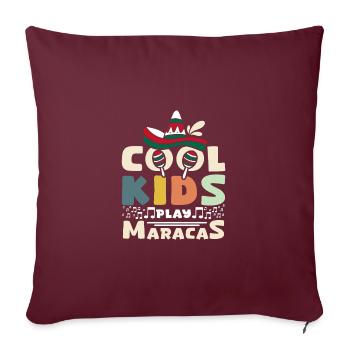 For children cool kids play maracas - Sofa pillow with filling 45cm x 45cm - burgundy - Front