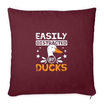 Canard pékin de compagnie facilement distrait par les canards - Coussin et housse de 45 x 45 cm - bordeaux - Devant