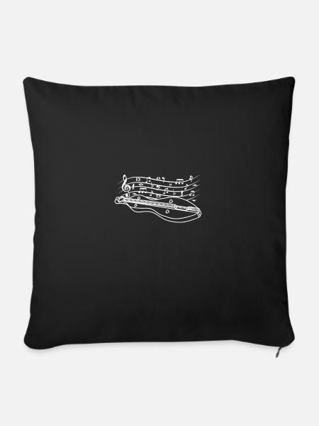 Drawn line art Dulcimer - Sofakissen mit Füllung 45 x 45 cm - Schwarz