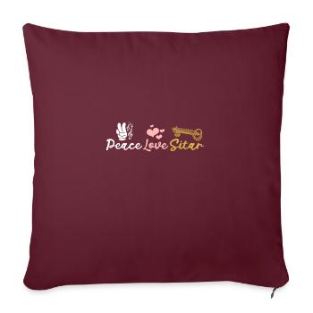 Peace Love Sitar - Sofa pillow with filling 45cm x 45cm - burgundy - Front