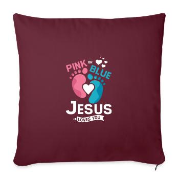 Pink or blue jesus loves you - Sofakissen mit Füllung 45 x 45 cm - Burgunderrot - Vorne
