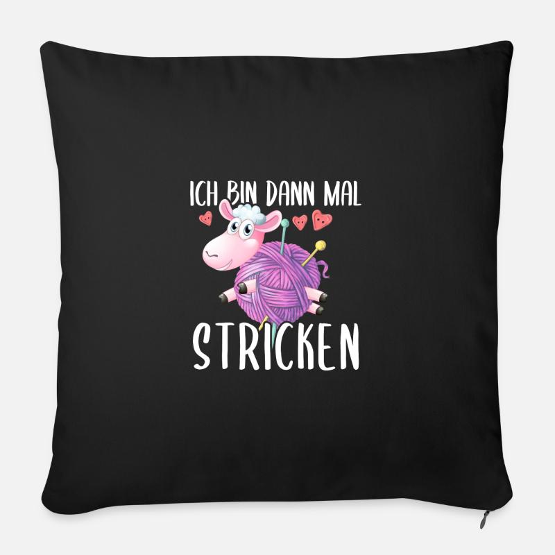 Ich Bin Dann Mal Stricken Süßes Schaf - Sofakissen mit Füllung 45 x 45 cm - Schwarz