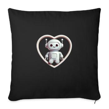 Mon petit Robot cœur - Coussin et housse de 45 x 45 cm - noir - Devant