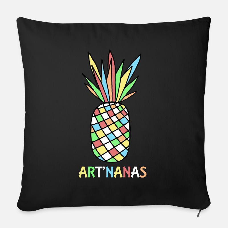 multicolored pineapple - Sofa pillow with filling 45cm x 45cm - black