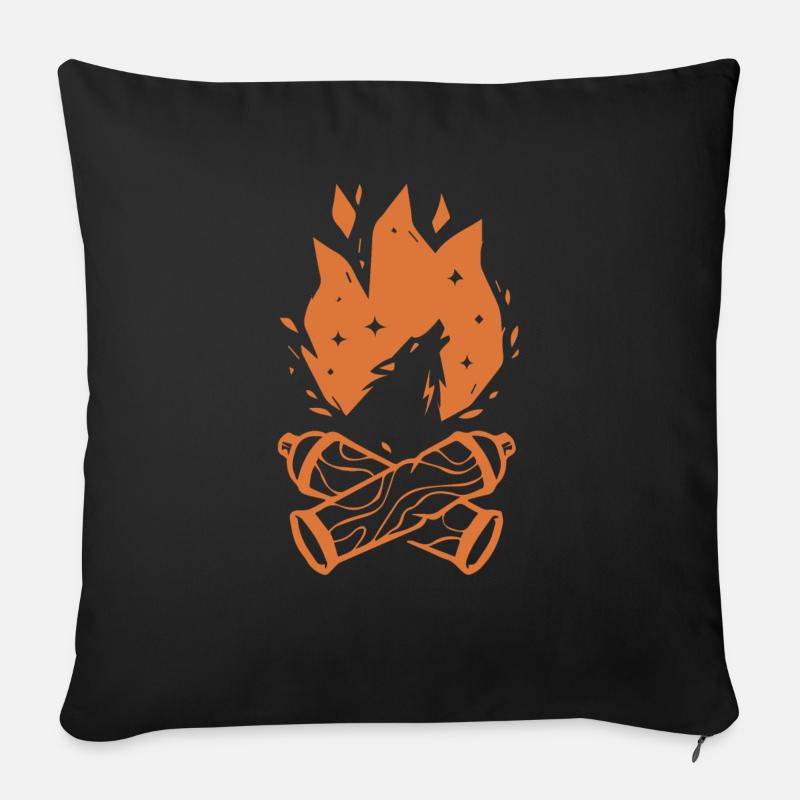 Spray Can Fire - Loup - Coussin et housse de 45 x 45 cm - noir