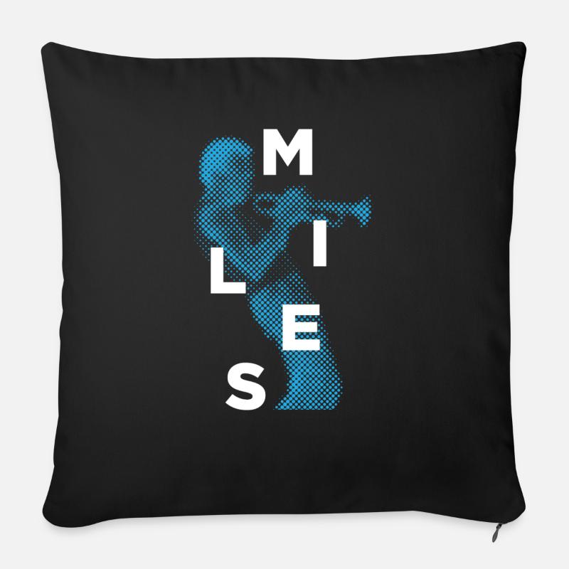 Miles Davis jouant de la trompette - Coussin et housse de 45 x 45 cm - noir